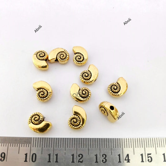 Designer golden snail shell spacer beads DSB33