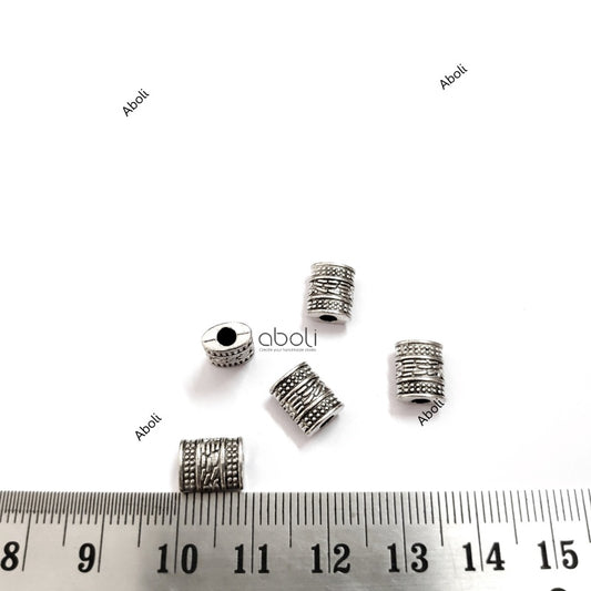 Oxidised silver pillow shaped spacer beads DSB48 5 beads