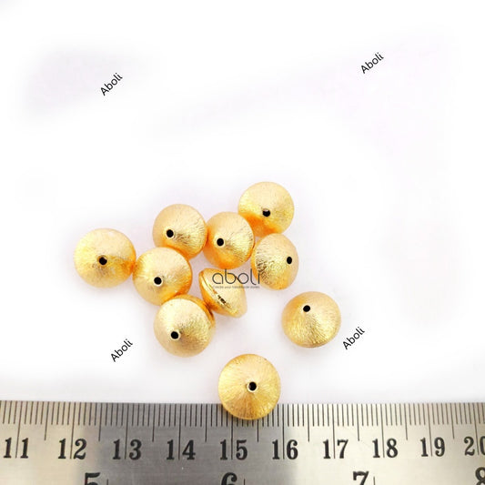 Designer brass brushed beads golden bicone spacer beads DSB65 10 beads