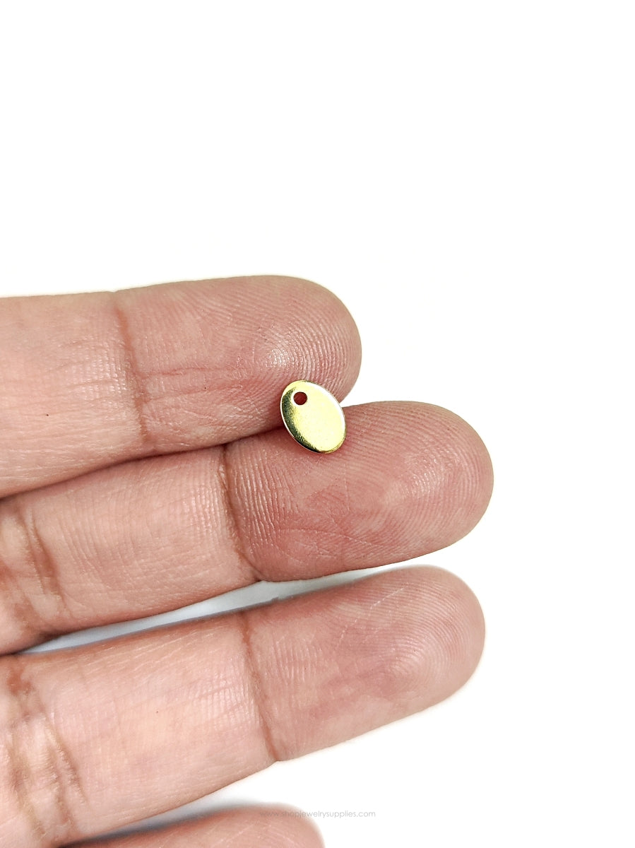 Oval stamping blank 18 K gold plated 304 stainless steel tag oval anti tarnish steel blank STAMPG7 1 blank