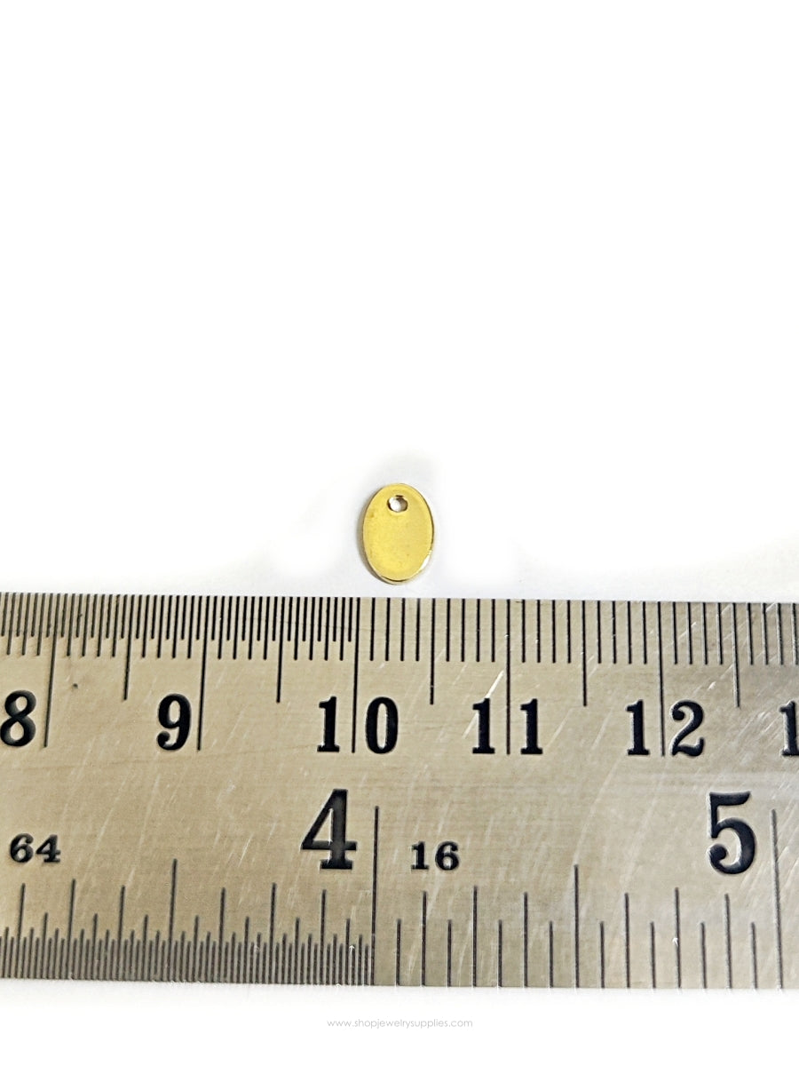 Oval stamping blank 18 K gold plated 304 stainless steel tag oval anti tarnish steel blank STAMPG7 1 blank