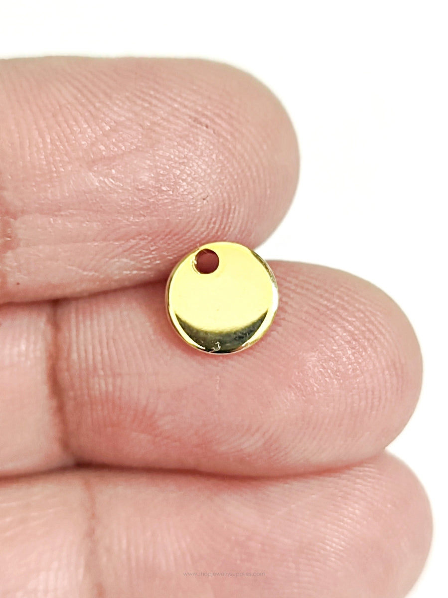 7 mm 304 stainless steel round stamping disc 18 k gold plated anti tarnish steel blank for personalized pendant necklace STAMPG7 1 blank