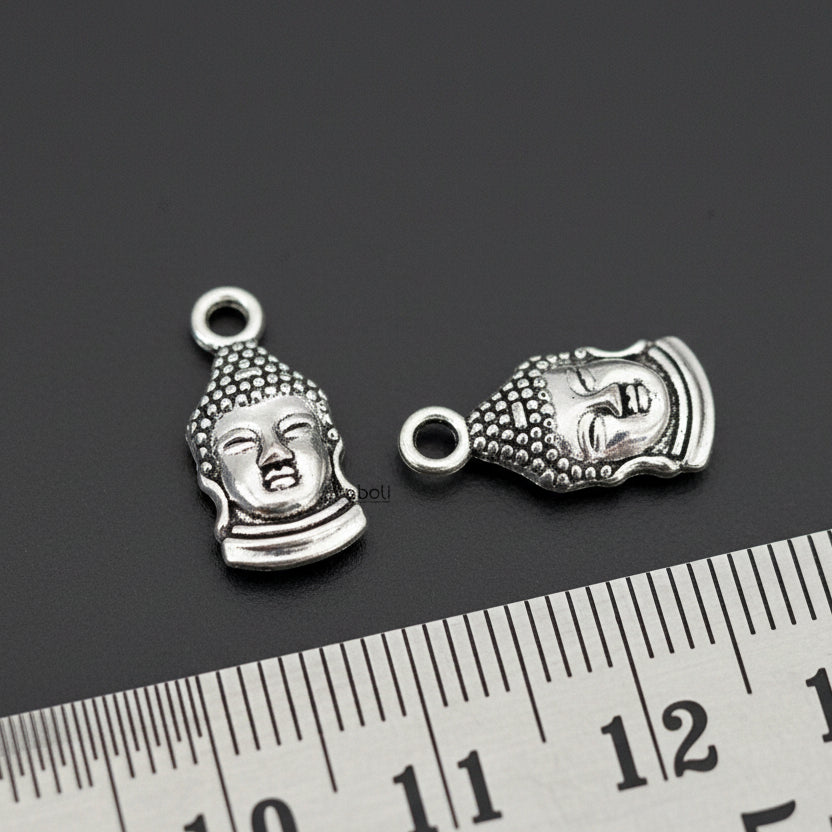 Silver Budhdha face charm CHMS133 2 charms