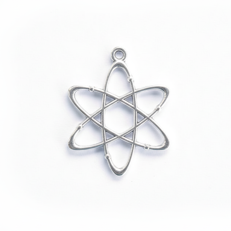Silver atomic charm science galaxy planet chemistry theme CHMS155 1 charm