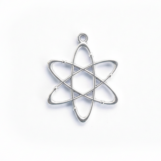 Silver atomic charm science galaxy planet chemistry theme CHMS155 1 charm