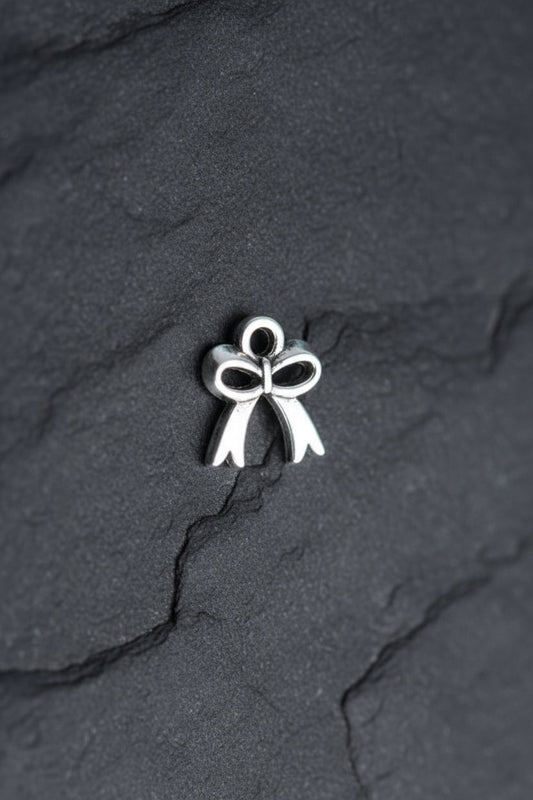 Silver bow charm silver ribbon bow charm CHMS165 Set of 5
