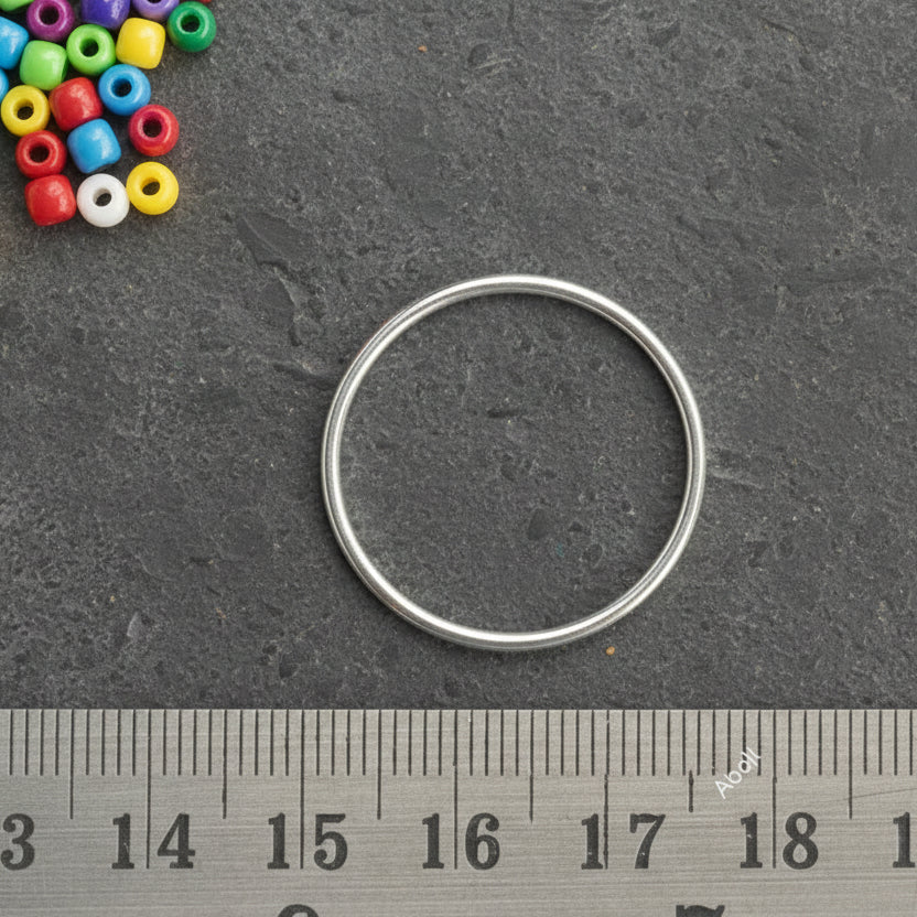 Silver circle charm silver open frame bezel open ring unsoldered 25 mm x 2 mm CHMS152 5 charms