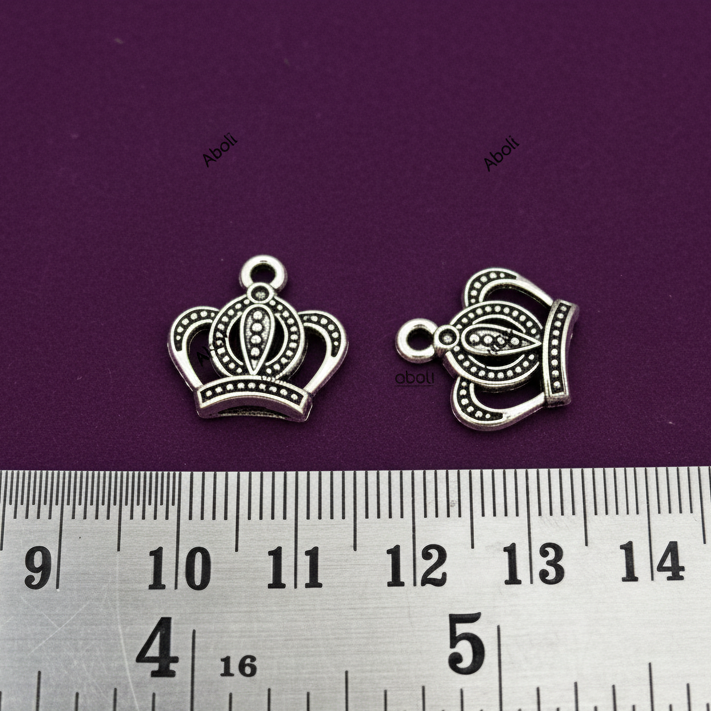 Silver crown charm king queen kingdom royal theme crown charm CHMS118 2 charms