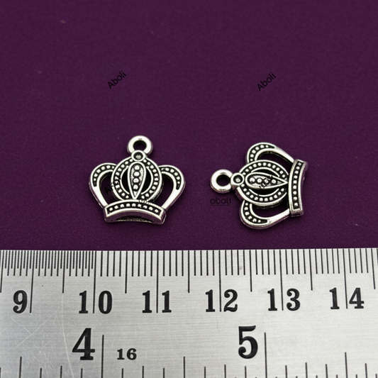 Silver crown charm king queen kingdom royal theme crown charm CHMS118 2 charms