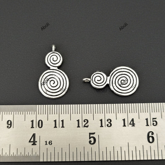 Silver double spiral charm spiral charm CHMS102 1 charm