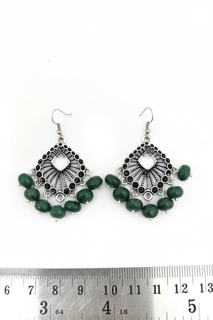 Silver earrings component five loops rhombus charm fabric earrings CHMS124 1 charm