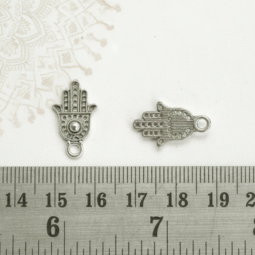 Silver hamsa charm protection hand hamsa charms CHMS167 4 charms