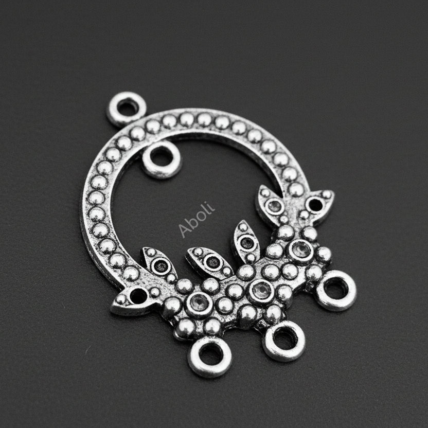 Silver hoop charm earrings chandbali motif CHMS115 1 charm