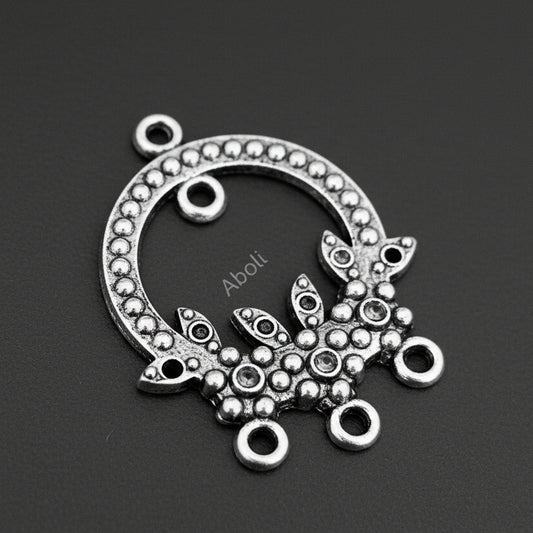 Silver hoop charm earrings chandbali motif CHMS115 1 charm