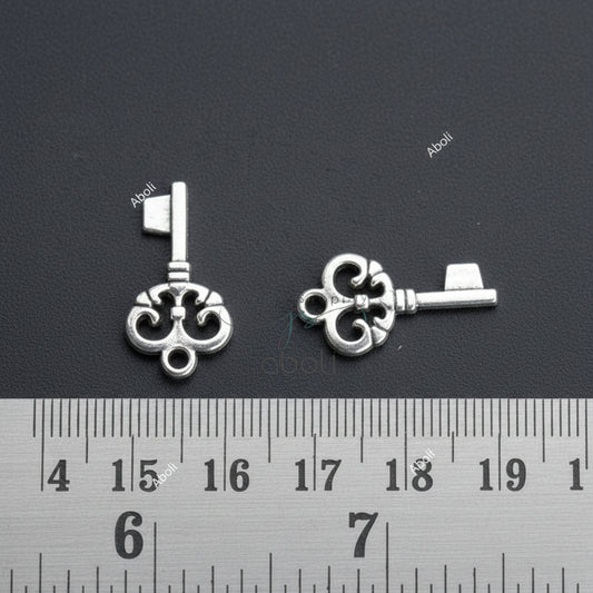 Silver key charm silver charm unlock growth, luck theme charm CHMS164 2 charms