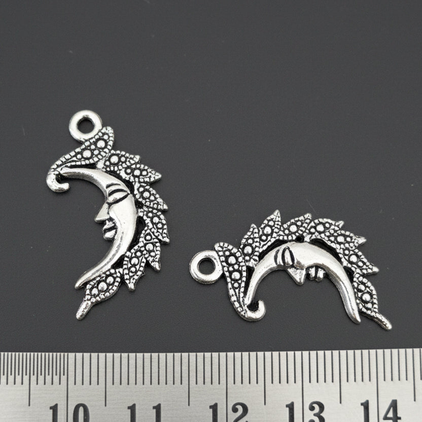 Silver moon charm silver crescent moon silver charms CHMS135 2 pieces