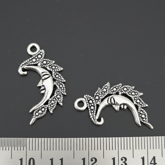 Silver moon charm silver crescent moon silver charms CHMS135 2 pieces