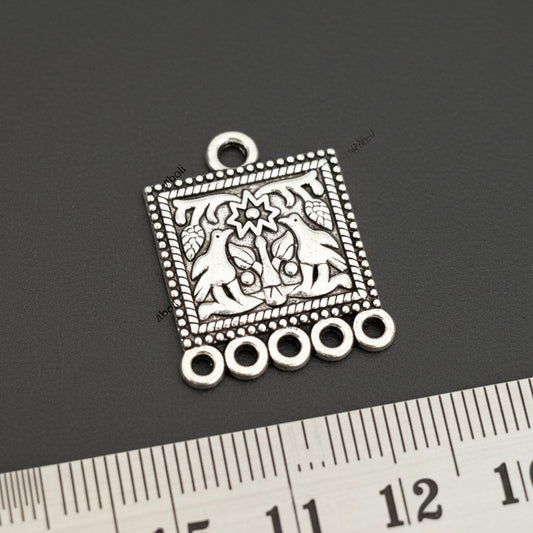 Silver picture frame charm birds and tree theme charm CHMS109 1 charm