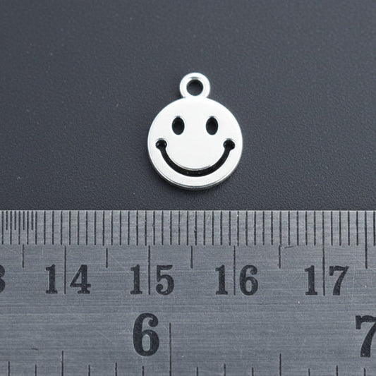 Silver smiley charm smiling emoji charm smile face charm CHMS174