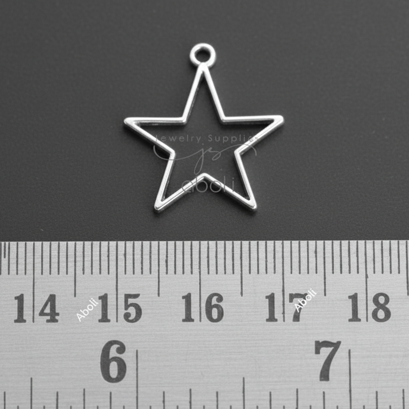 Silver star bezel charm star pendant charm CHMS154 1 charm