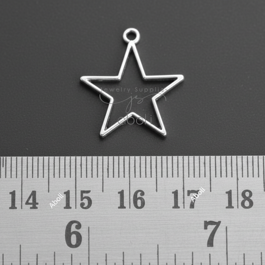 Silver star bezel charm star pendant charm CHMS154 1 charm