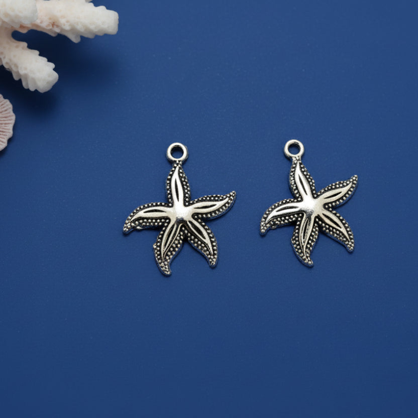 Silver starfish charm ocean theme charm CHMS57 1 charm