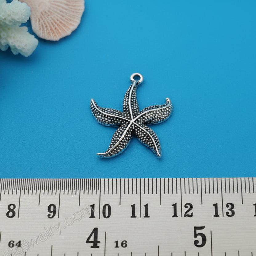 Silver starfish charm sea animals ocean theme charm CHMS60 1 charm
