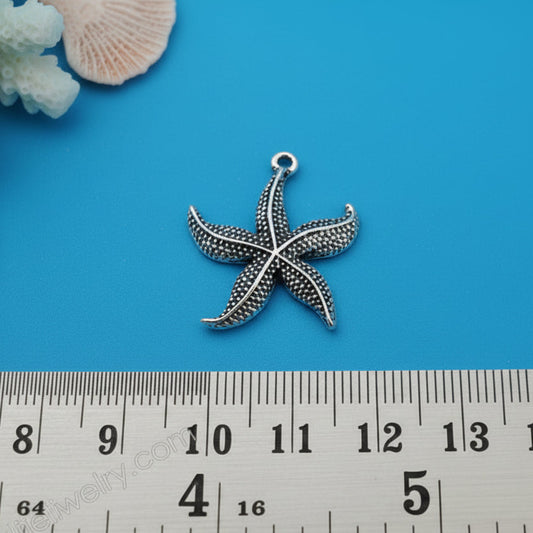 Silver starfish charm sea animals ocean theme charm CHMS60 1 charm