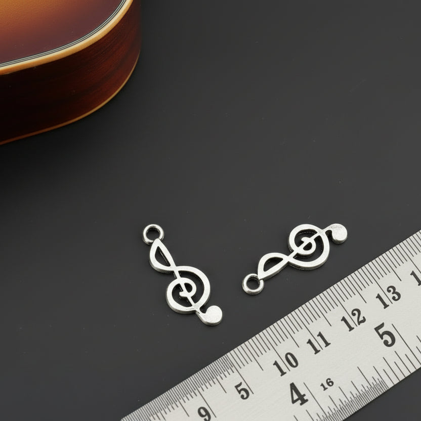 Silver treble clef charm music note charm music theme CHMS99 2 charms