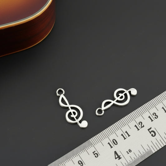 Silver treble clef charm music note charm music theme CHMS99 2 charms