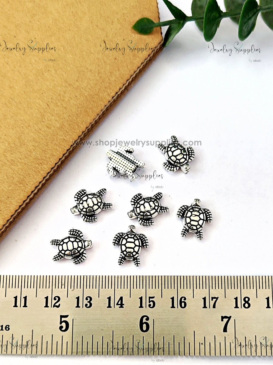 Silver turtle Spacer Beads for Bracelets & Necklaces Pandora spacers for jewellery making GSSB205 10 gm
