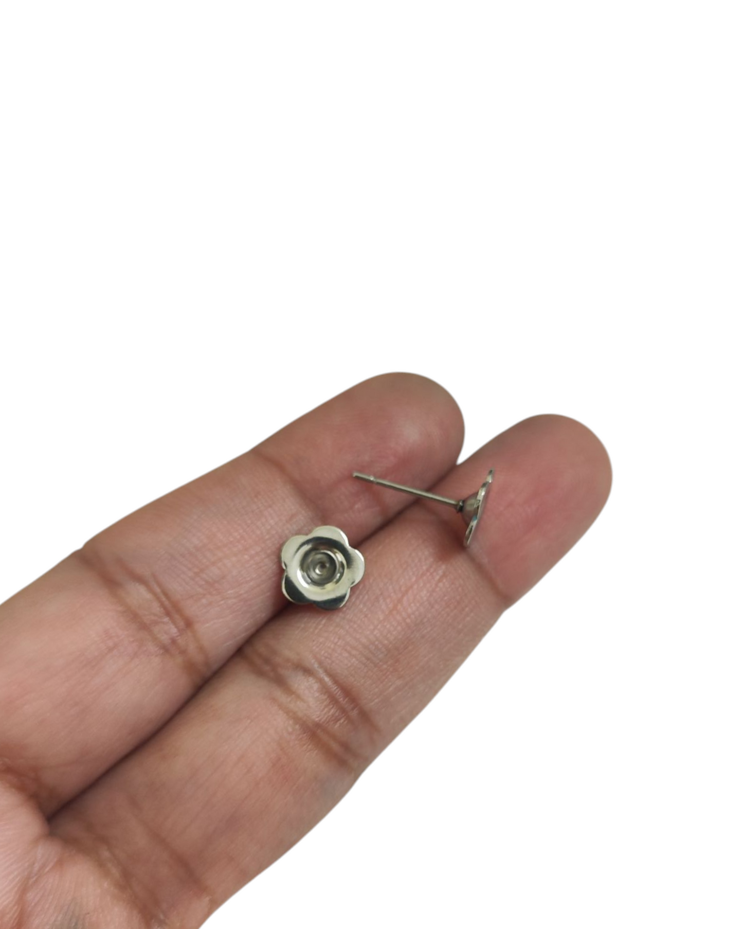 Stainless steel cup stud base 8 mm 304 SS pin earrings settings for polymer clay stud earrings making SSSCB8 2 bases