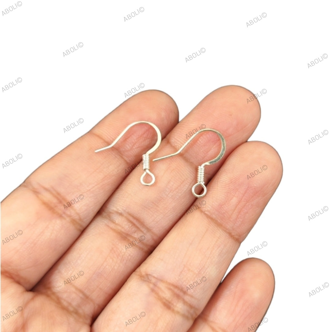 Tarnish resistant silver fishhooks earring Hammered brass earwires 17 mm BEW22