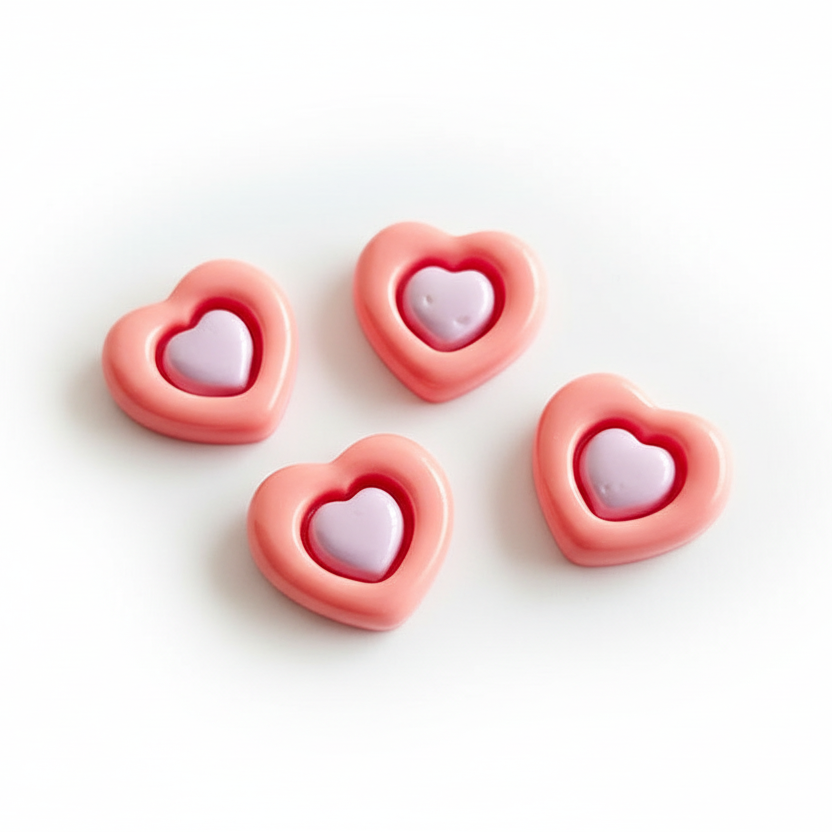 Resin cabochon pink lavender heart in heart resin flatback for resin charm making hairclip phone case accessories headband scrapbooking DIY crafts RCFB14