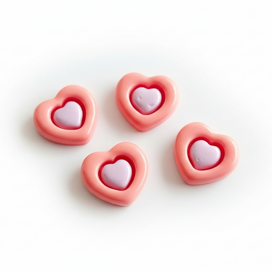 Resin cabochon pink lavender heart in heart resin flatback for resin charm making hairclip phone case accessories headband scrapbooking DIY crafts RCFB14