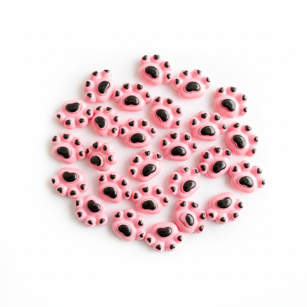 pink paw resin flatback
