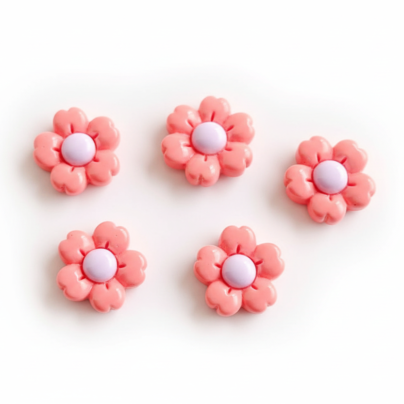 Resin cabochon coral pink flower resin flatback for resin charm making hairclip phone case accessories headband scrapbooking DIY crafts RCFB8