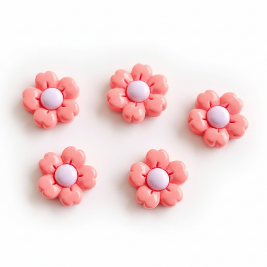 Resin cabochon coral pink flower resin flatback for resin charm making hairclip phone case accessories headband scrapbooking DIY crafts RCFB8