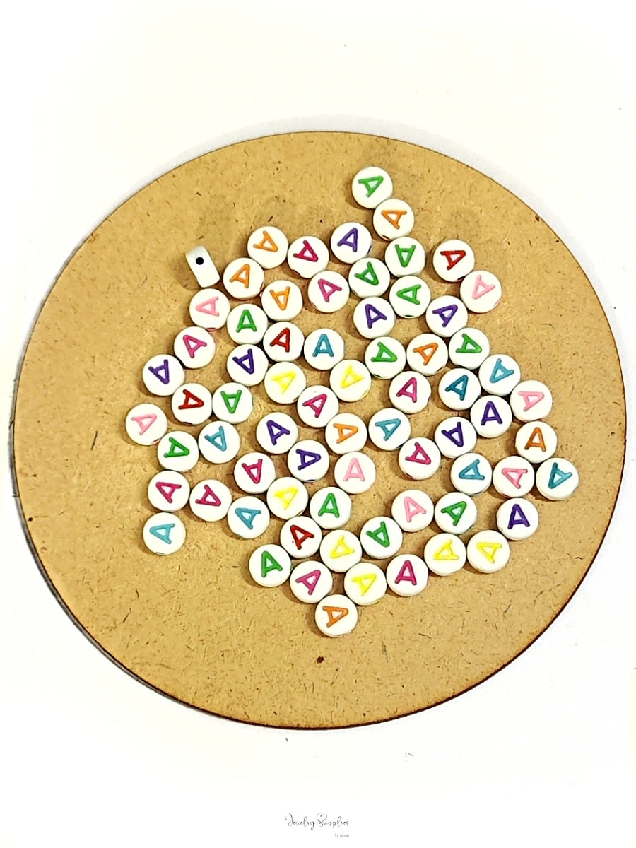 Alphabet beads Colourful acrylic letter A beads 7 mm spacer beads for jewellery and craft making 10 gm