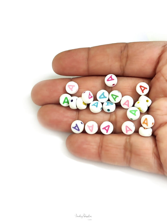 Alphabet beads Colourful acrylic letter A beads 7 mm spacer beads for jewellery and craft making