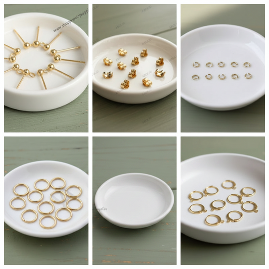 Earring Making Kit 60 pieces | Anti Tarnish Gold Plated Findings Bundle | Stud Posts, Jump Rings (3 mm & 6 mm), Steel Ball Hooks, Leverback Hooks & Ear Nuts SSSB03