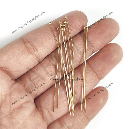 24k Real Gold Plated Steel Ballpins 304 Stainless Steel Ball Head Pins 5 cm ballpins SSBPG50