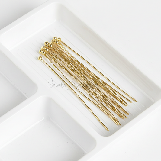 24k Real Gold Plated Steel Ballpins 304 Stainless Steel Ball Head Pins 5 cm ballpins SSBPG50 - Jewelry Supplies