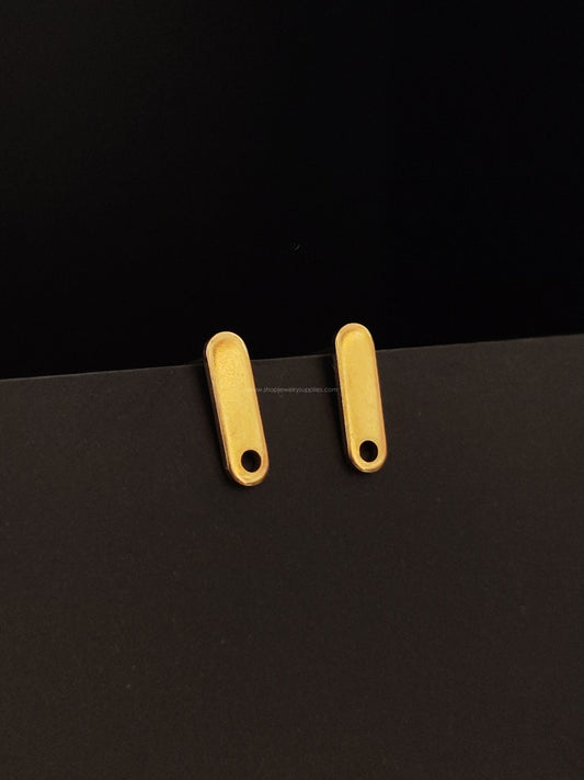 24 k gold plated Steel oblong shape  201 Stainless Stud Earring Findings SSEF6