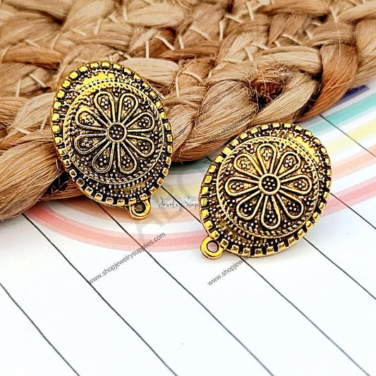 Golden stud earrings components metal earrings findings ESG80