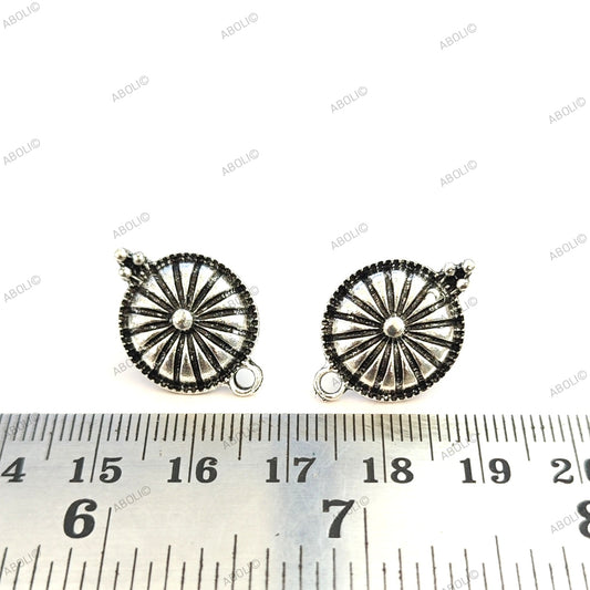 Silver stud earrings round components metal earrings findings ESS24