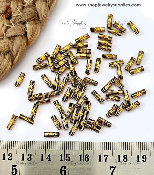 Golden tube Spacer Beads for Bracelets & Necklaces Pandora spacers for jewellery making GSSB302 10 gm