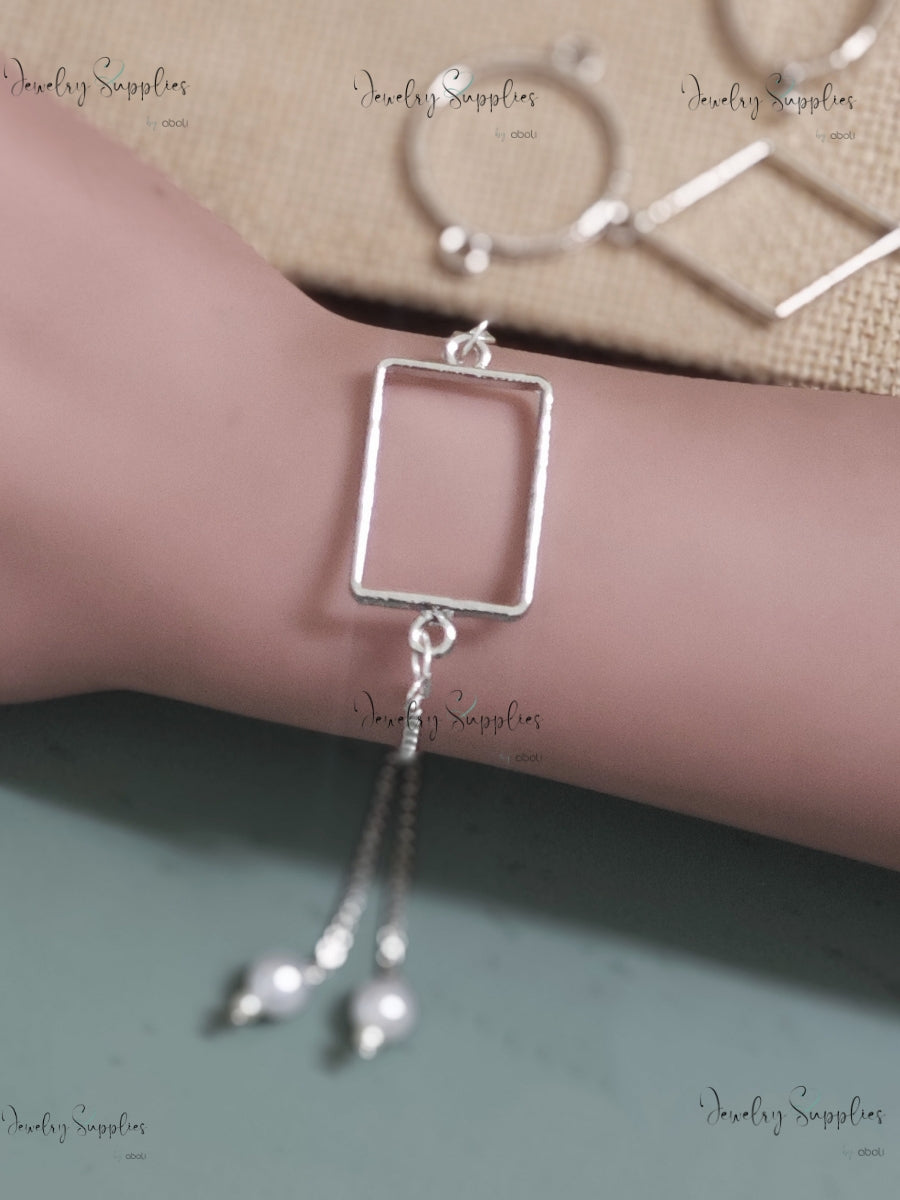 Silver bracelet chain with round pearls adjustable rakhi chain RBCR5