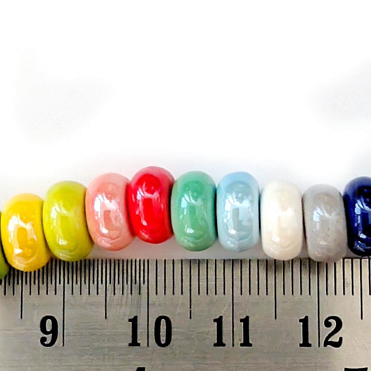 Porcelain beads Glazed porcelain round tyre beads multicolour 9.5 mm PBJB5 4 beads