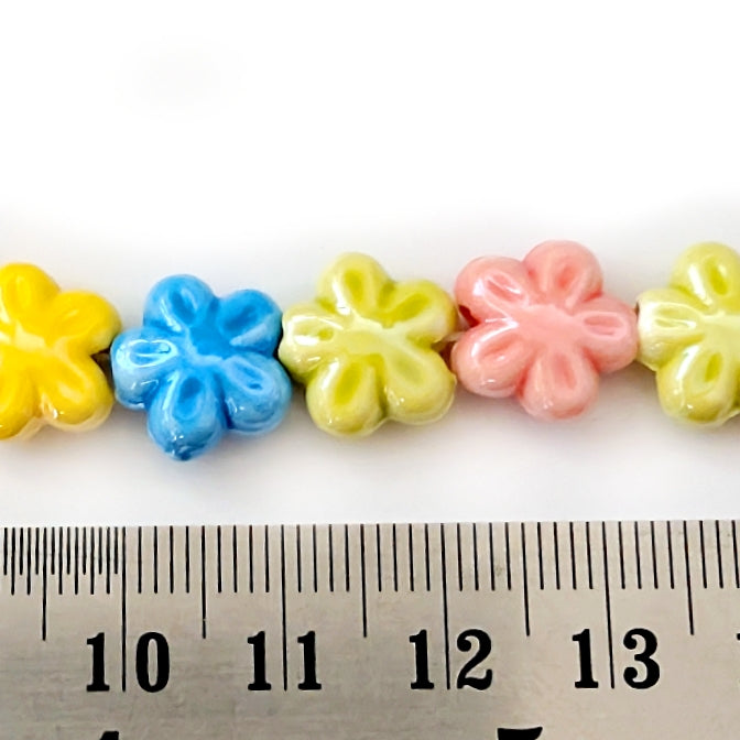 Pearlized Porcelain flower bead for jewellery making PBJB6 1 bead